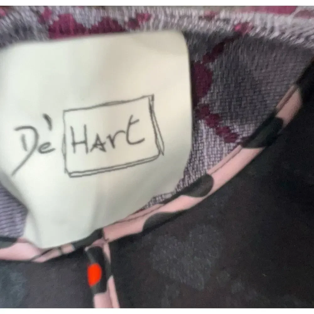 De’hart Purple Heart Print Collarless French Style Jacket 40 US 8